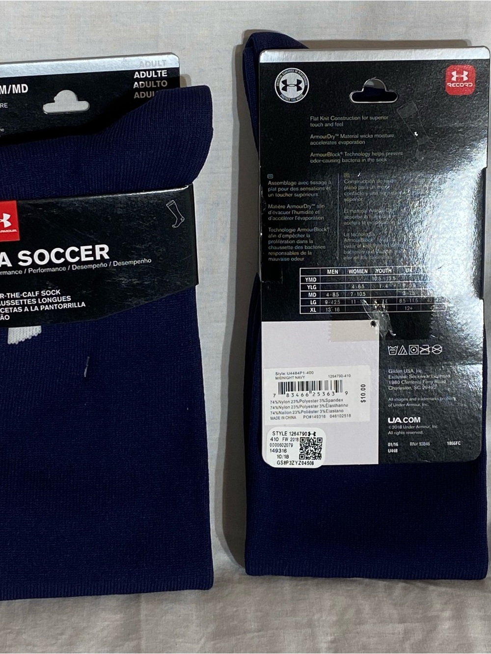 Under Armour Midnight Navy Men's Soccer Calf Socks - Two Pair